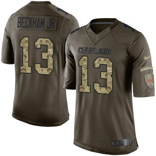 Cleveland Browns Odell Beckham Jr Men Green Limited Jersey #13 NFL Football Salute To Service